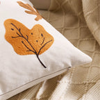 Nordic-style throw pillow cover featuring a vibrant autumn maple leaf design in warm hues of orange and red. Made from soft, durable cotton, this decorative 2