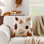 Autumn throw pillow cover featuring a Nordic maple leaf design in warm orange and brown hues. Made from soft, durable fabric, this decorative accent adds a 8