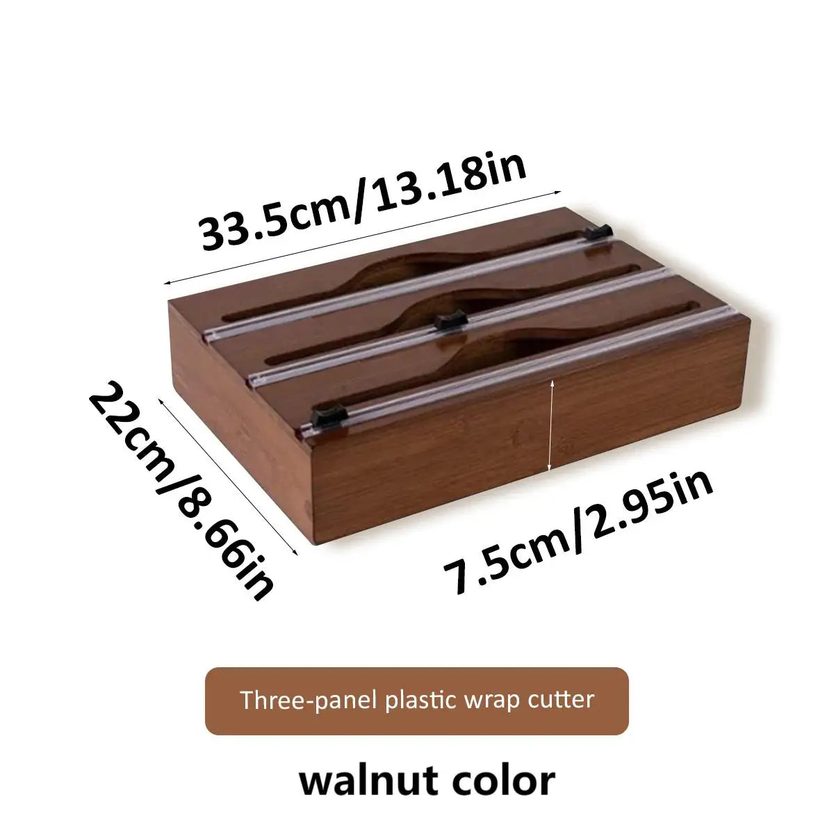 Bamboo kitchen wrap dispenser – Foil and cling film cutter – Eco-friendly storage solution – 12 x 5 x 4 in 2