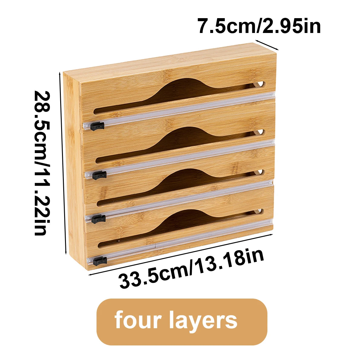 Bamboo kitchen wrap dispenser – Foil and cling film cutter – Eco-friendly storage solution – 12 x 5 x 4 in 6