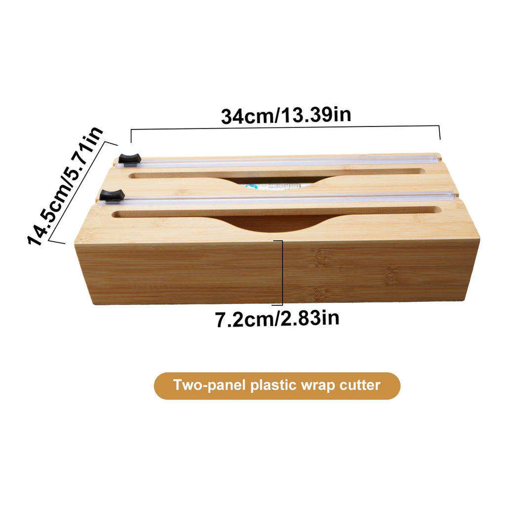 Bamboo kitchen wrap dispenser – Foil and cling film cutter – Eco-friendly storage solution – 12 x 5 x 4 in 8