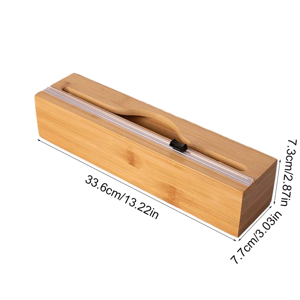 Bamboo kitchen wrap dispenser – Foil and cling film cutter – Eco-friendly storage solution – 12 x 5 x 4 in 9