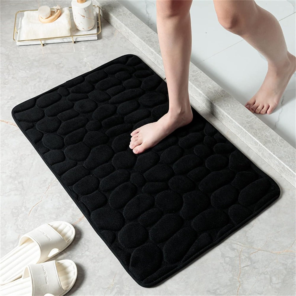 Bath mat – Plush coral – Cobblestone embossed design – Quick-drying and non-slip 2