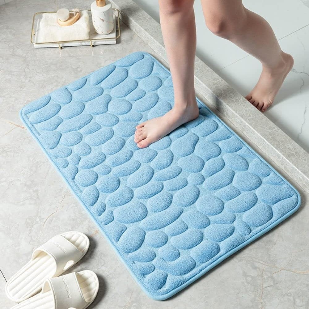 Bath mat – Plush coral – Cobblestone embossed design – Quick-drying and non-slip 5