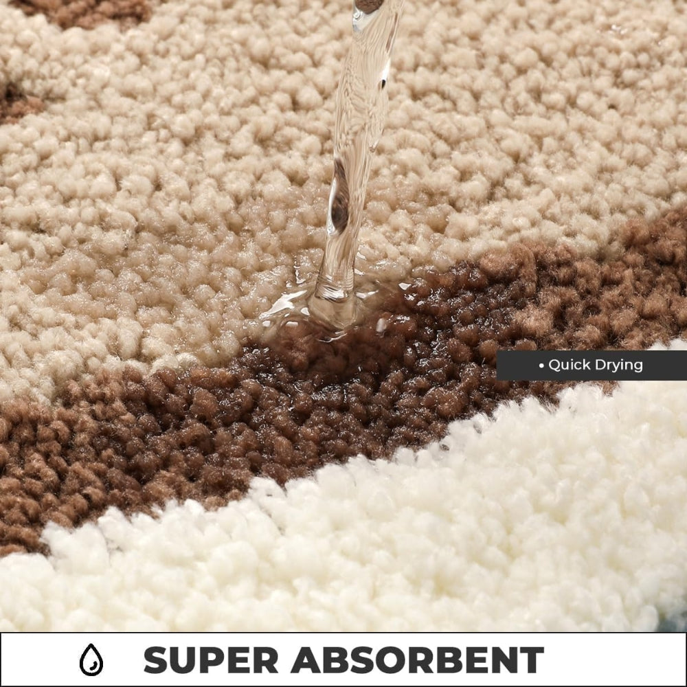 Bath mat – Plush microfiber blend – Seaside footprint design – Non-slip for safety – Coastal bathroom decor 4