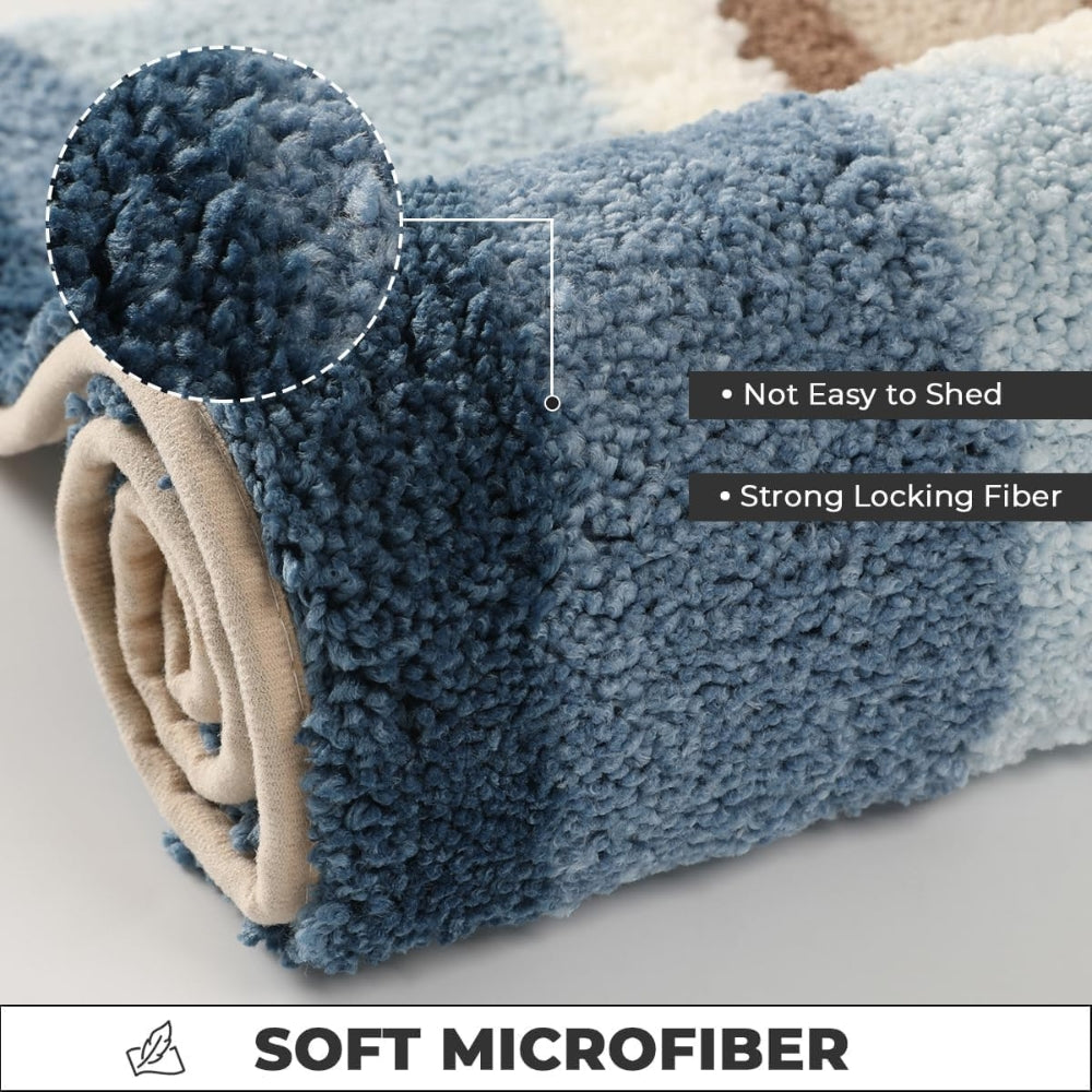 Bath mat – Plush microfiber blend – Seaside footprint design – Non-slip for safety – Coastal bathroom decor 5