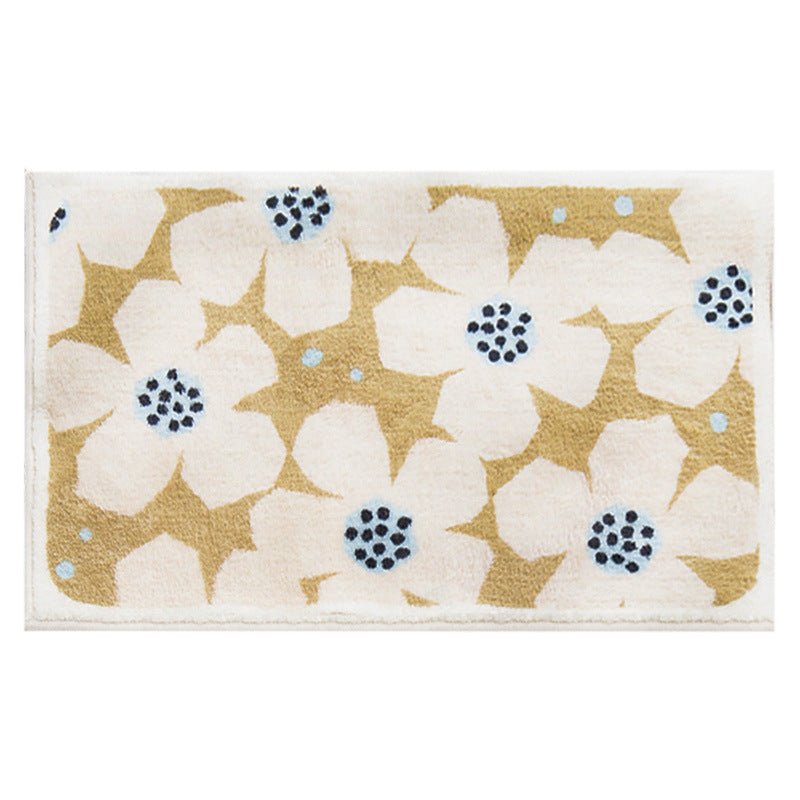 Bath mat – Quick-drying polyester – Non-slip backing – Retro flower design – Vibrant colors for any bathroom décor 0
