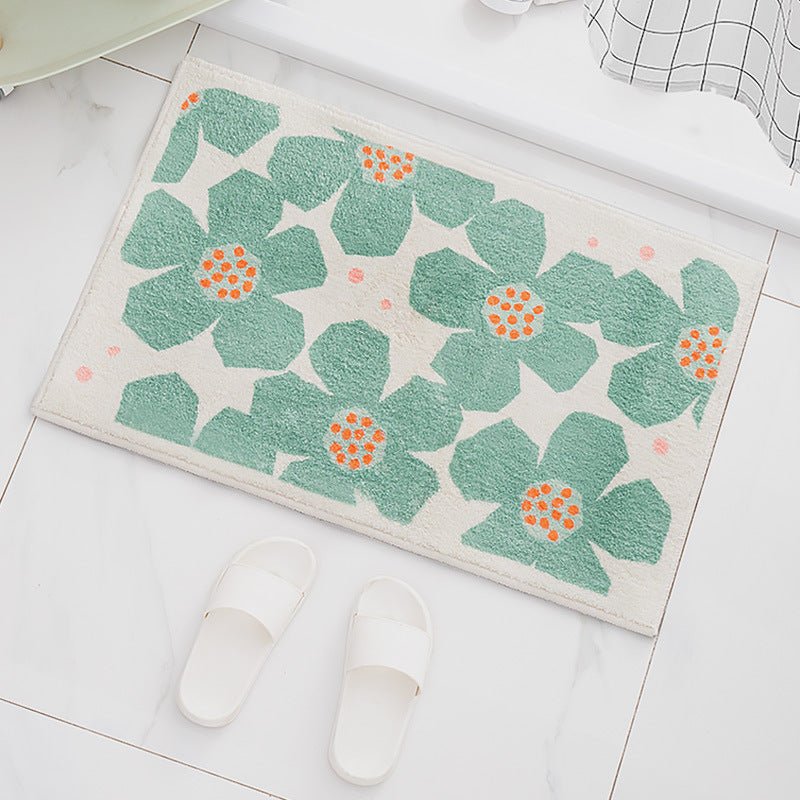 Bath mat – Quick-drying polyester – Non-slip backing – Retro flower design – Vibrant colors for any bathroom décor 4