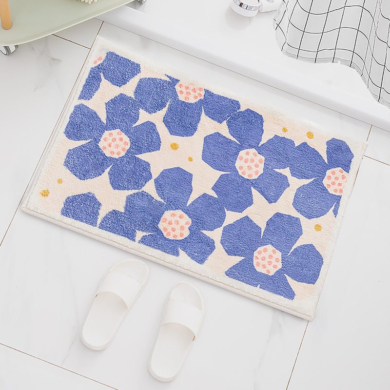 Bath mat – Quick-drying polyester – Non-slip backing – Retro flower design – Vibrant colors for any bathroom décor 5