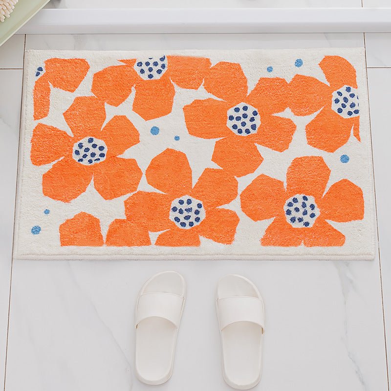 Bath mat – Quick-drying polyester – Non-slip backing – Retro flower design – Vibrant colors for any bathroom décor 6