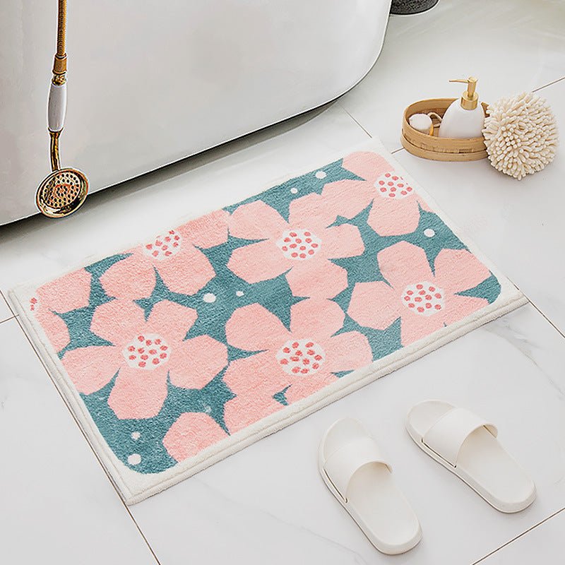 Bath mat – Quick-drying polyester – Non-slip backing – Retro flower design – Vibrant colors for any bathroom décor 7