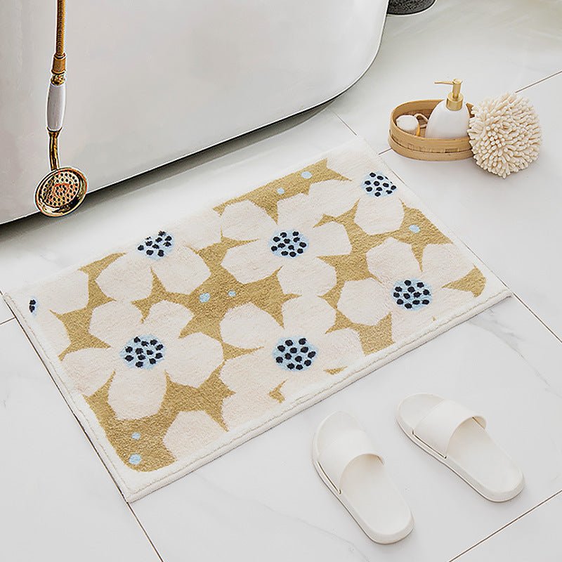 Bath mat – Quick-drying polyester – Non-slip backing – Retro flower design – Vibrant colors for any bathroom décor 8