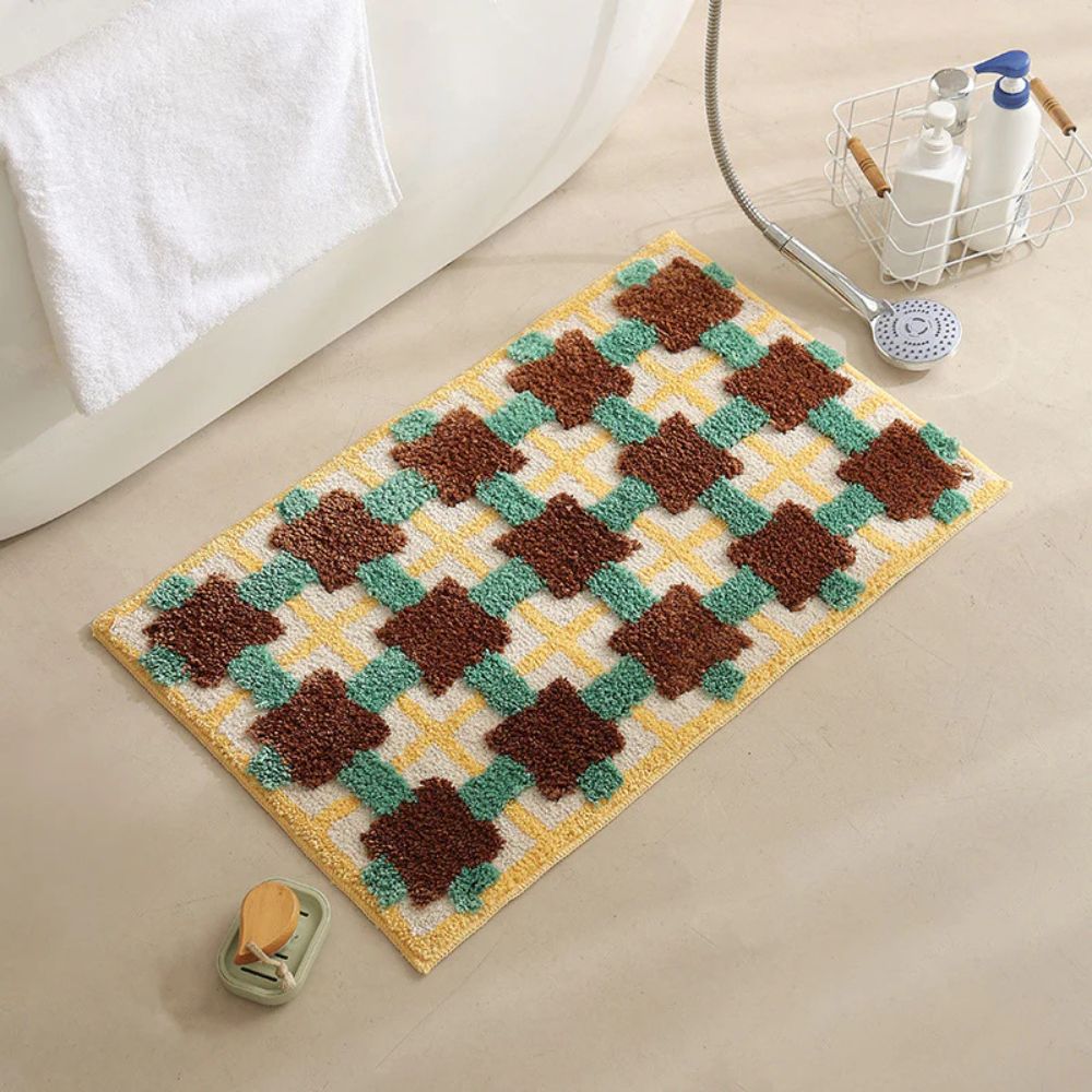 Bath mat – Soft-touch fabric – Non-slip design – Moroccan pattern – 31.5 x 19.7 in 0