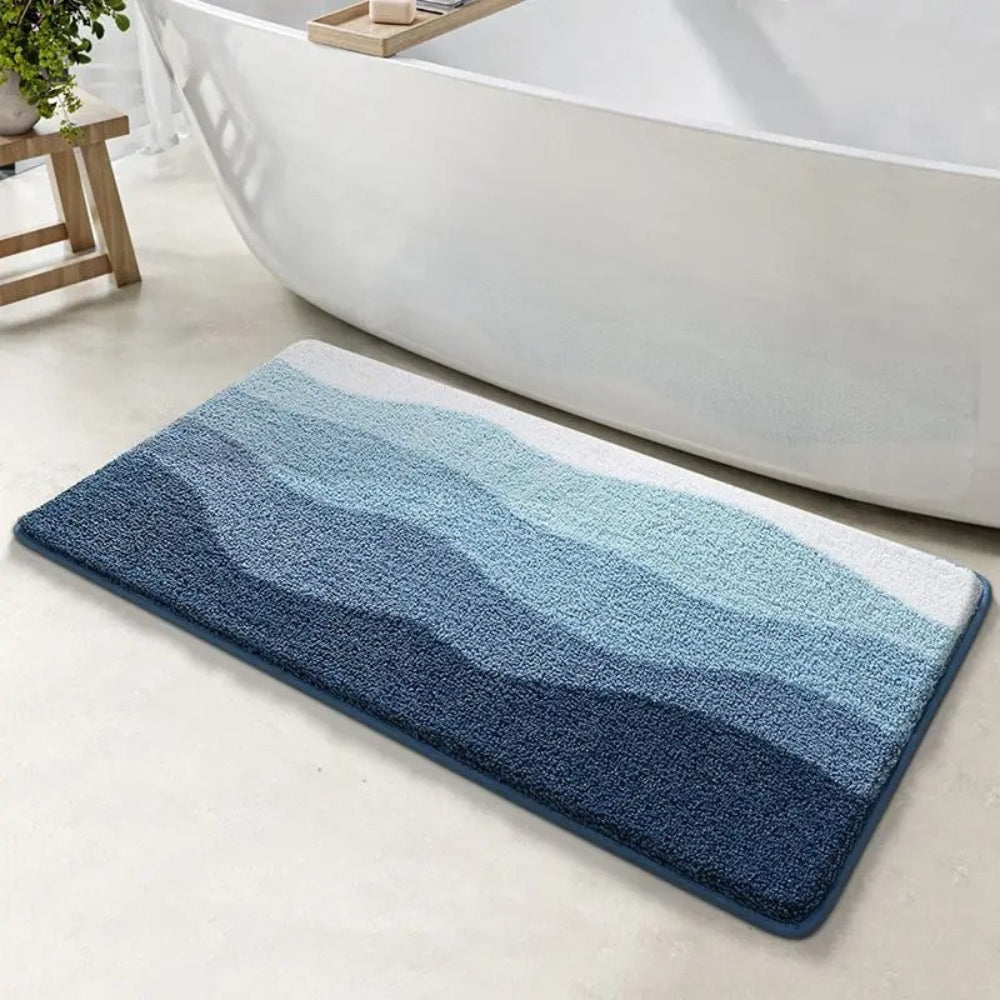 Bath mat – Soft microfiber – Coastal wave pattern – Non-slip design for safety 2