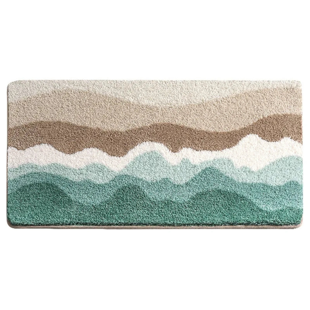 Bath mat – Soft microfiber – Coastal wave pattern – Non-slip design for safety 4