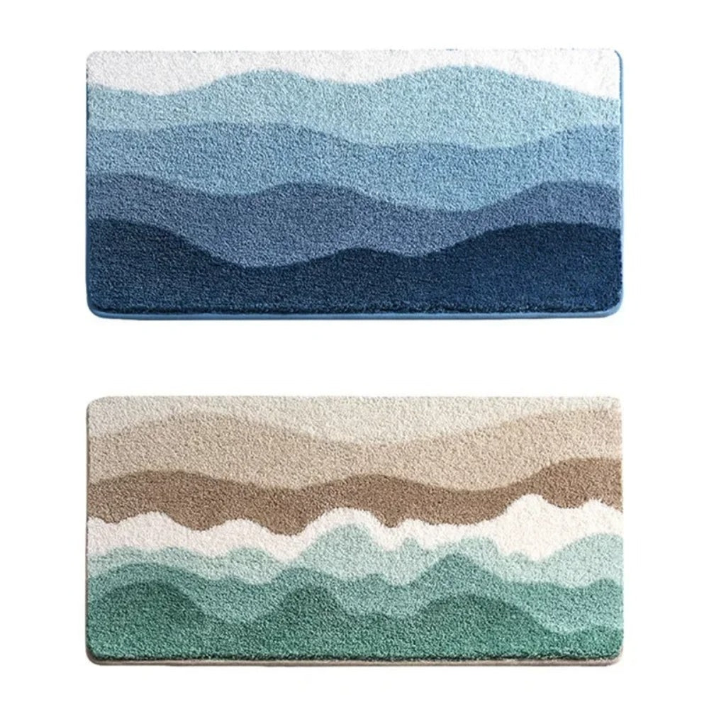 Bath mat – Soft microfiber – Coastal wave pattern – Non-slip design for safety 5