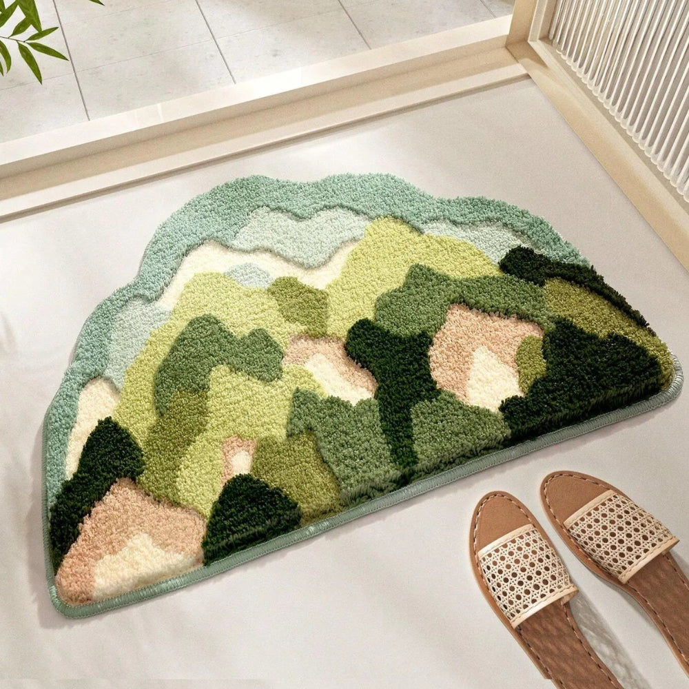Bath mat – Soft microfiber blend – Nature-inspired moss design – Non-slip and absorbent – 24 x 17 in 0