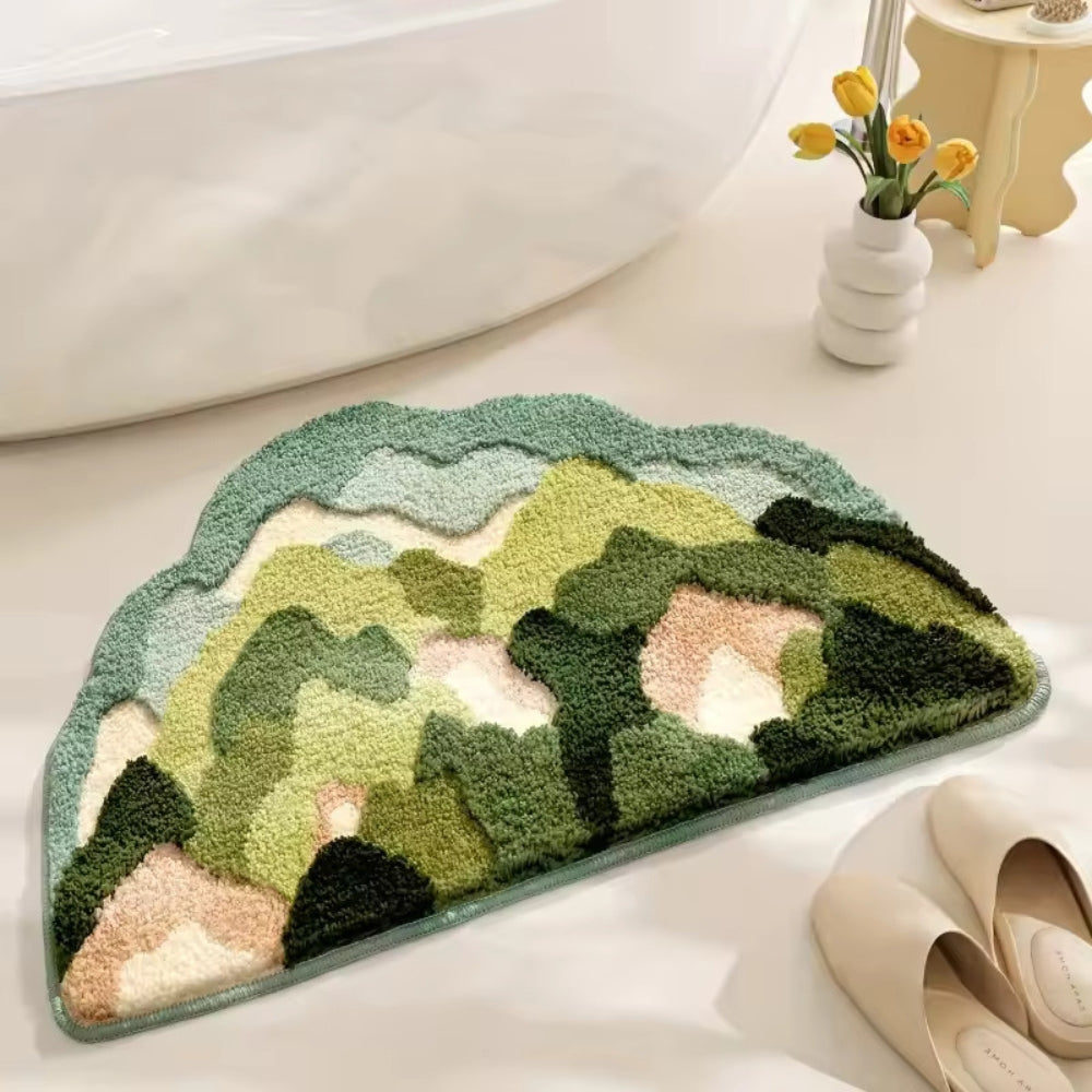 Bath mat – Soft microfiber blend – Nature-inspired moss design – Non-slip and absorbent – 24 x 17 in 1
