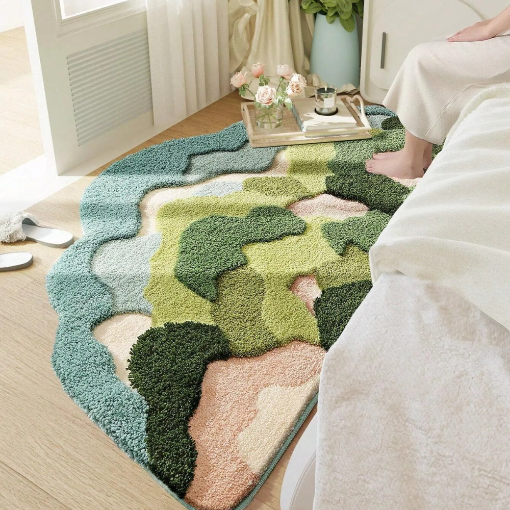 Bath mat – Soft microfiber blend – Nature-inspired moss design – Non-slip and absorbent – 24 x 17 in 2