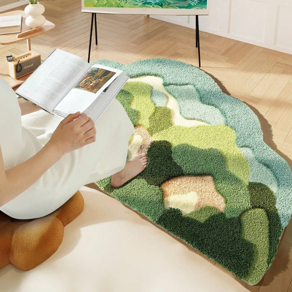 Bath mat – Soft microfiber blend – Nature-inspired moss design – Non-slip and absorbent – 24 x 17 in 3