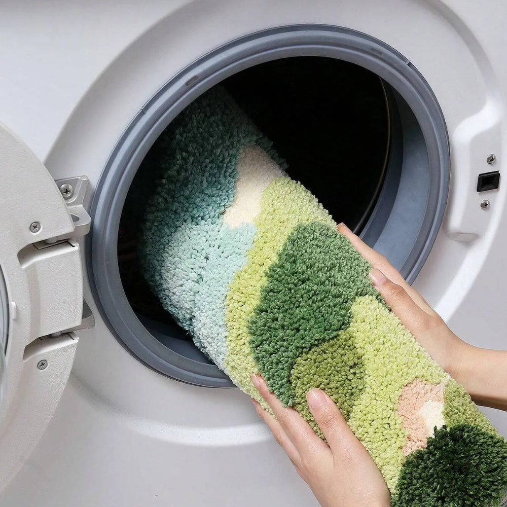 Bath mat – Soft microfiber blend – Nature-inspired moss design – Non-slip and absorbent – 24 x 17 in 4