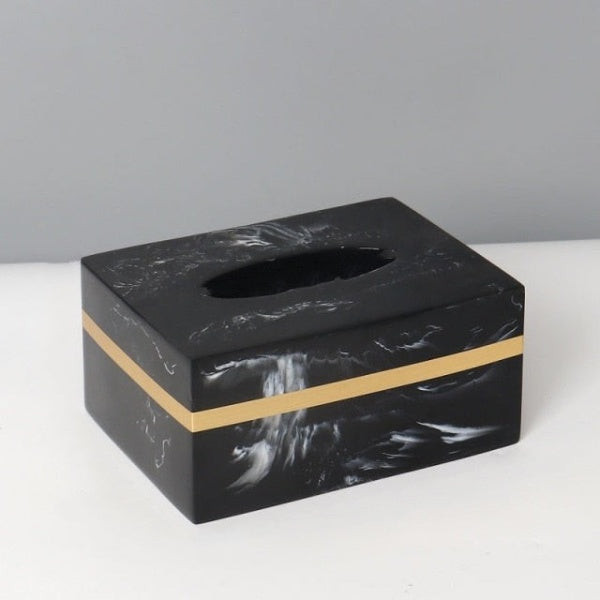 Bathroom accessories set – Elegant resin – Toothbrush holder, soap dish, cotton swab holder, tissue box cover 5