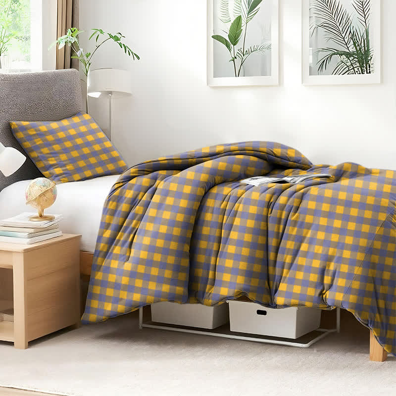 Bedding set – 100% cotton – Checkered design – Soft and breathable – Ideal for dorms and guest rooms 1
