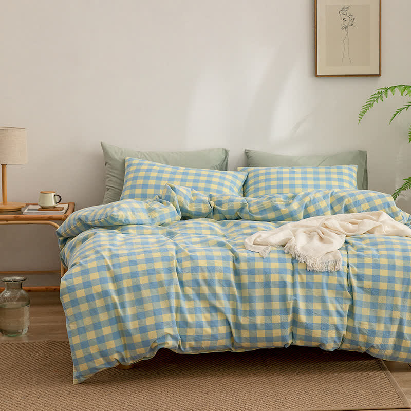 Bedding set – 100% cotton – Checkered design – Soft and breathable – Ideal for dorms and guest rooms 4