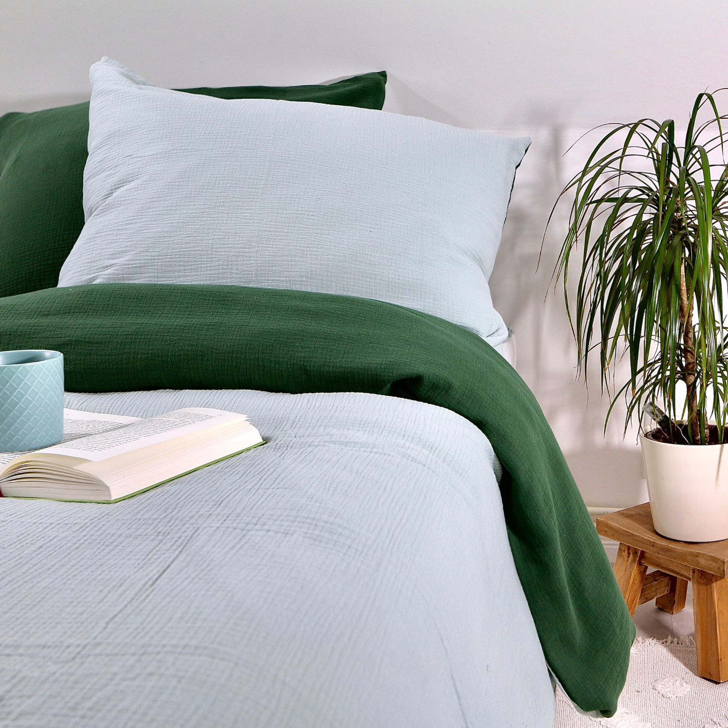 Bedding set – 100% organic cotton – Soft and breathable – Two-tone design – Luxurious duvet covers 0