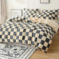 Bedding set – Modern plaid design – Soft fabric – 3-piece duvet cover and pillowcases 0