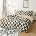 Bedding set – Modern plaid design – Soft fabric – 3-piece duvet cover and pillowcases 1