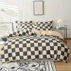 Bedding set – Modern plaid design – Soft fabric – 3-piece duvet cover and pillowcases 2