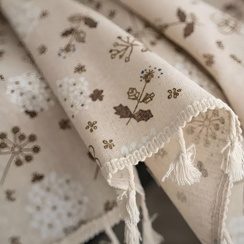 Beige PU-leather Tassel Tablecloth – Bohemian Farmhouse Design for Rustic Dining Decor 6