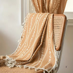 Beige Wheat Pattern Tassel Curtain – Soft Microfiber Blend for Cozy Home Décor, Ideal for Bedrooms and Lounges 4