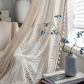Bohemian Beige Cotton Tassel Curtain for Living Room - Hollow-Out Design, Elegant Home Decor 0