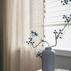 Bohemian Beige Cotton Tassel Curtain for Living Room - Hollow-Out Design, Elegant Home Decor 5