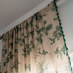 Bohemian Green Pine Bird Pattern Tassel Curtain – Semi-Blackout Cotton Blend for Stylish Interiors 7
