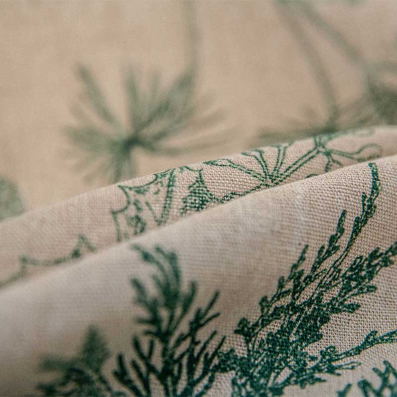 Bohemian Green Pine Bird Pattern Tassel Curtain – Semi-Blackout Cotton Blend for Stylish Interiors 8