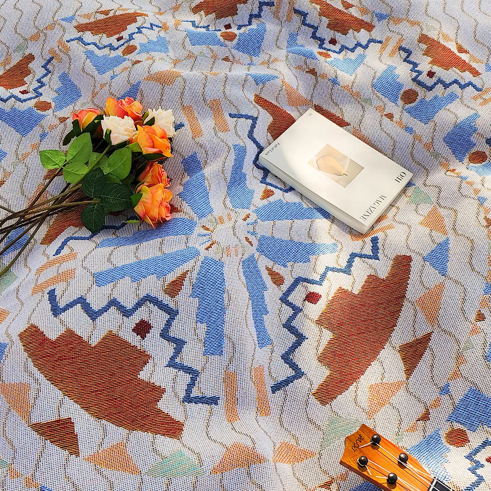 Bohemian Picnic Mat - Soft Cotton Blend Outdoor Picnic Blanket with Tassels, Versatile for Camping and Home Decor 4