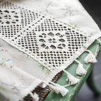 Boho Floral Lace Curtains for Living Room, Semi-Blackout, UV Resistant, 50 x 84 Inches, Beige Fringe 4