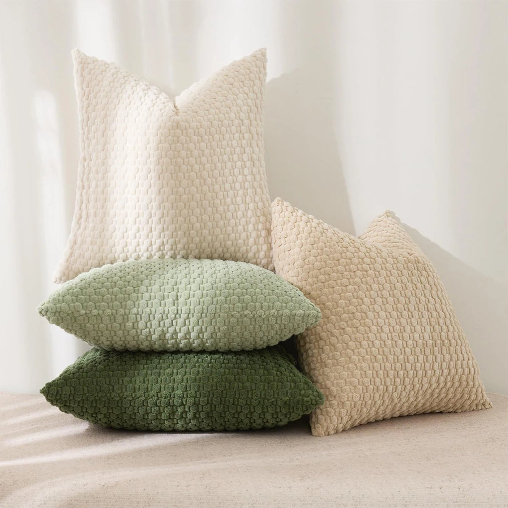 Boho striped corduroy pillow cover featuring a double-sided design with colorful stripes. Made from soft, durable corduroy fabric, it adds a 4