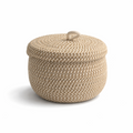 Boho Wicker Storage Basket with Lid – Round Jewelry Organizer for Home Decor, Durable Jute Cotton, Stylish and Versatile 0