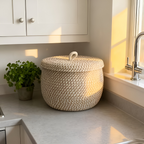 Boho Wicker Storage Basket with Lid – Round Jewelry Organizer for Home Decor, Durable Jute Cotton, Stylish and Versatile 8