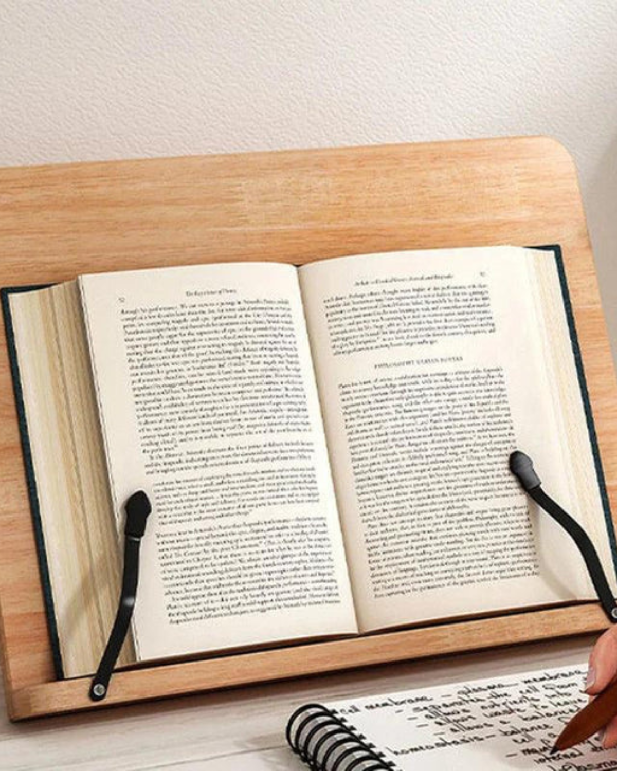 Book stand for reading – Natural wood – Adjustable angle – Elegant desk accessory 0