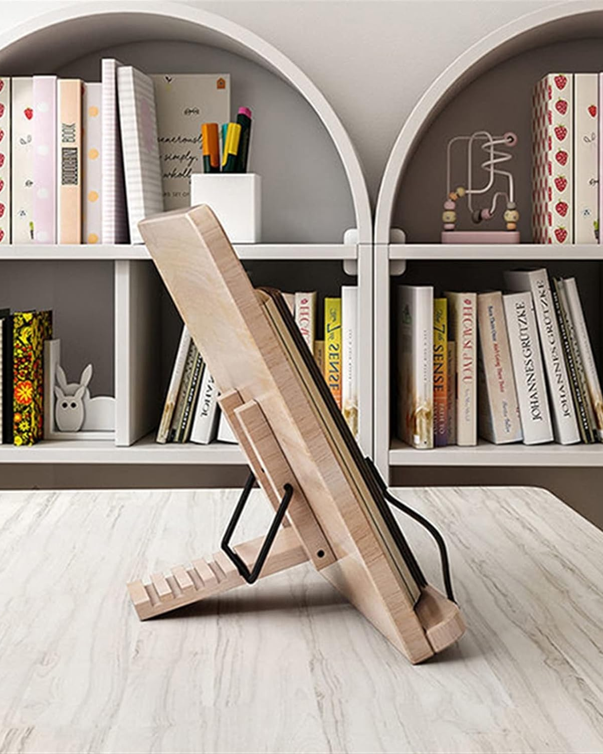 Book stand for reading – Natural wood – Adjustable angle – Elegant desk accessory 2