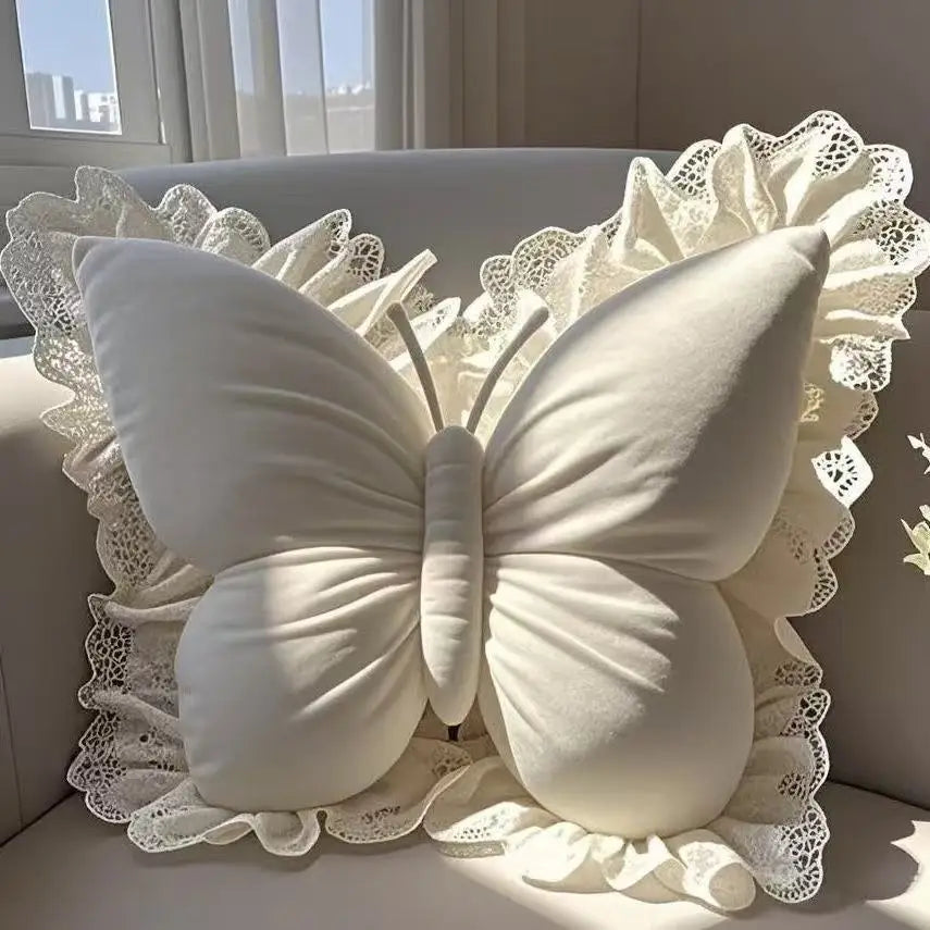 Bow pillow – Soft plush – Pink and beige – Versatile cushion for home, office, or car – 18 x 18 in 0