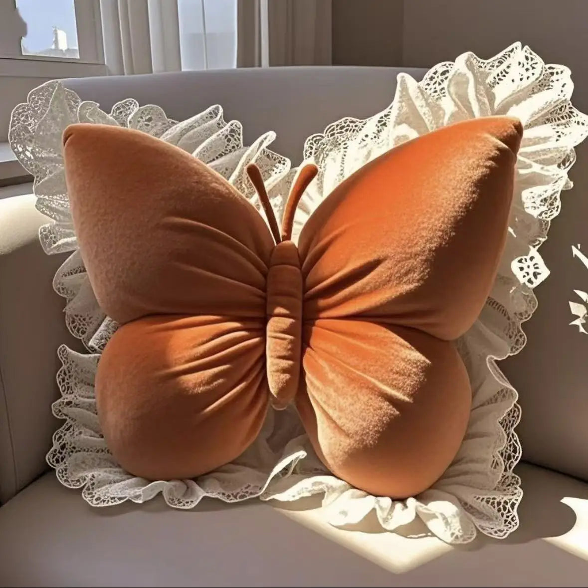 Bow pillow – Soft plush – Pink and beige – Versatile cushion for home, office, or car – 18 x 18 in 5