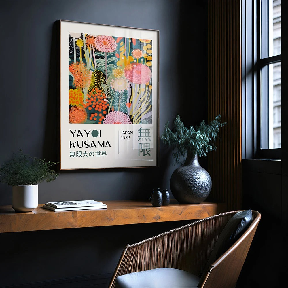 Canvas wall art – Vibrant abstract design – Yayoi Kusama style – Unique home decor piece 2