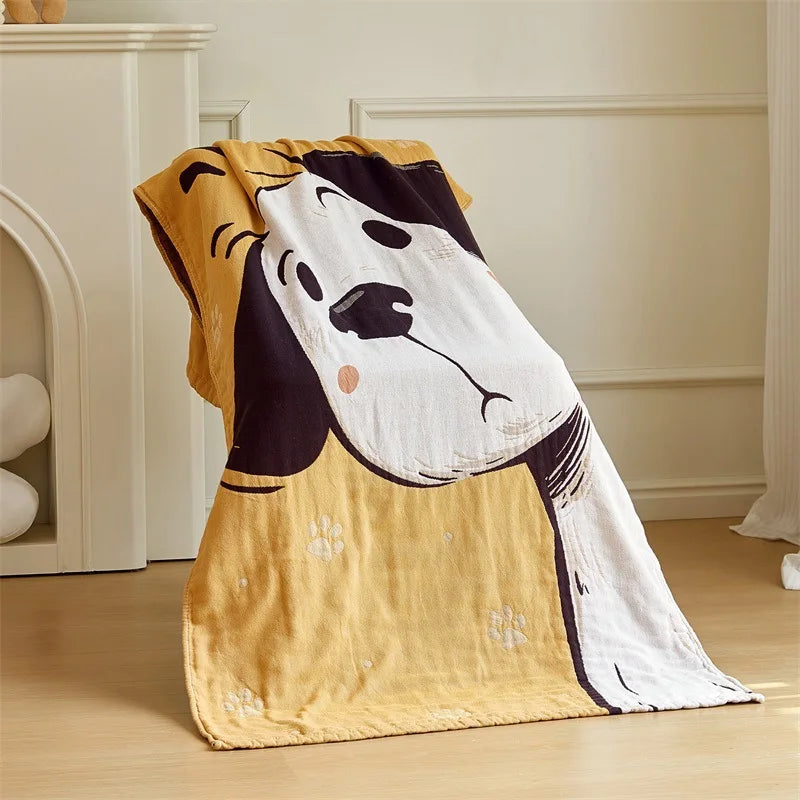 Cartoon Gauze Bath Towel, Soft 4-Layer Cotton, 31.5x63 Inches, Fun Design for Kids and Adults 1