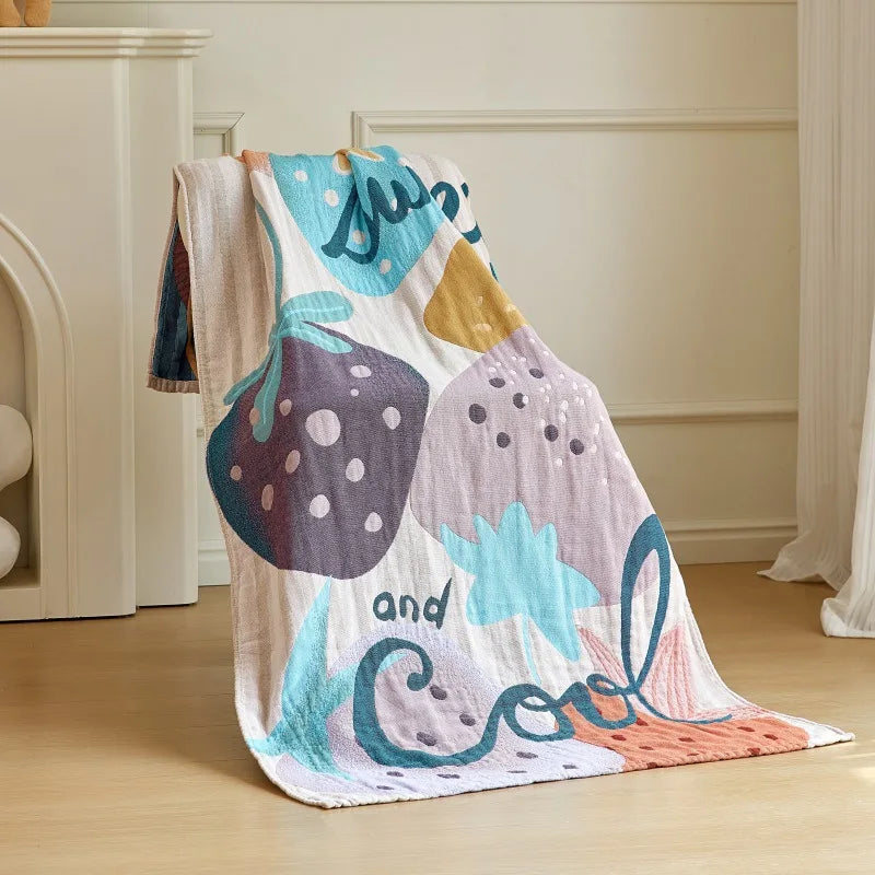 Cartoon Gauze Bath Towel, Soft 4-Layer Cotton, 31.5x63 Inches, Fun Design for Kids and Adults 2